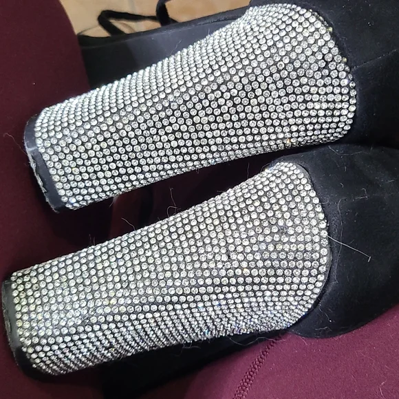 Sexy High Heel Sandals Size 10 White Crystal Embellished Block Heel Ankle Tie - Picture 7 of 7